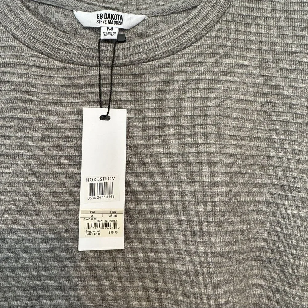 NWT BB Dakota Steve Madden Knit The Scene LS Sweater Dress Medium Heather Grey